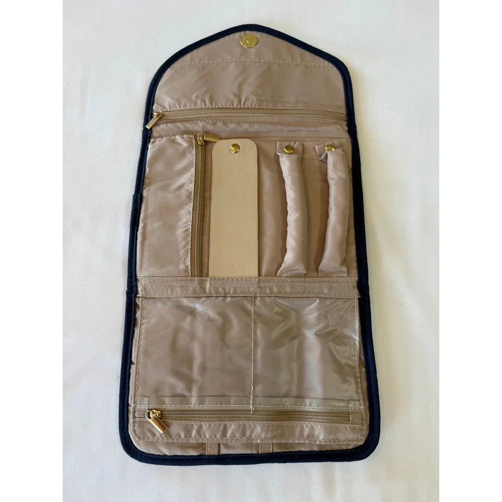 Bagsmart Travel Jewelry Organizer Quilted Navy Blue Folding Case Storage